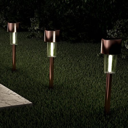 PURE GARDEN 12.2 Stainless Steel Outdoor Solar Path Lights, Bronze, 12PK 50-LG1069